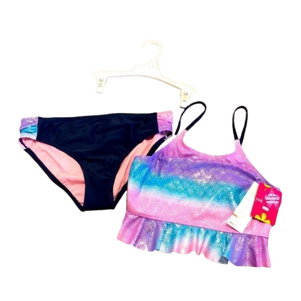 Pink Platinum Girls 2PC Bikini Set UPF 50+ Size 14/16 NWT